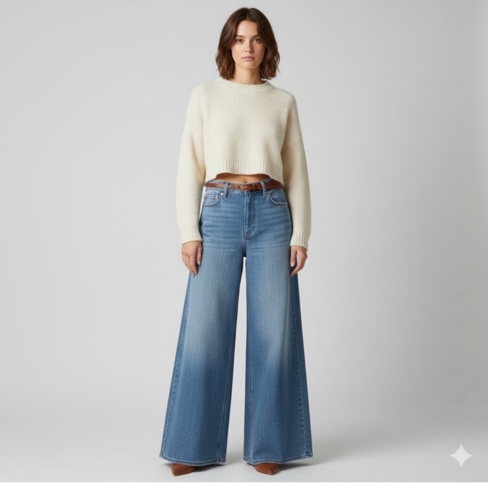 J. Crew high rise super wide leg jeans